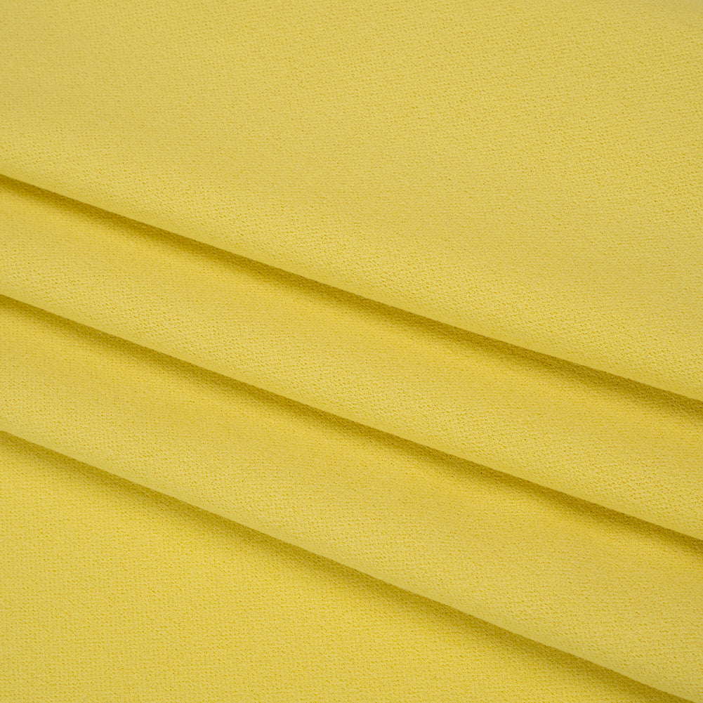 Stretch Polyester Crepe Double Knit - Lemon Yellow - Designer Deadstock - Folded