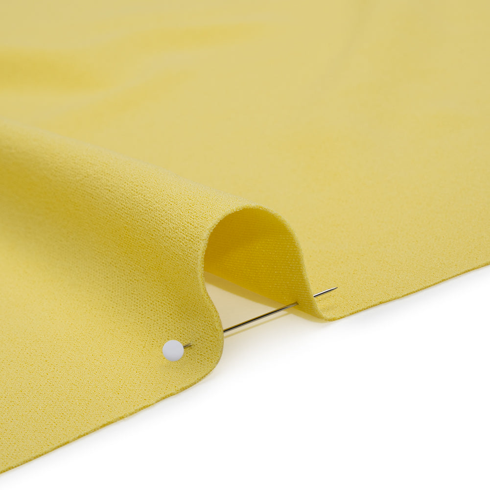 Stretch Polyester Crepe Double Knit - Lemon Yellow - Designer Deadstock - Detail