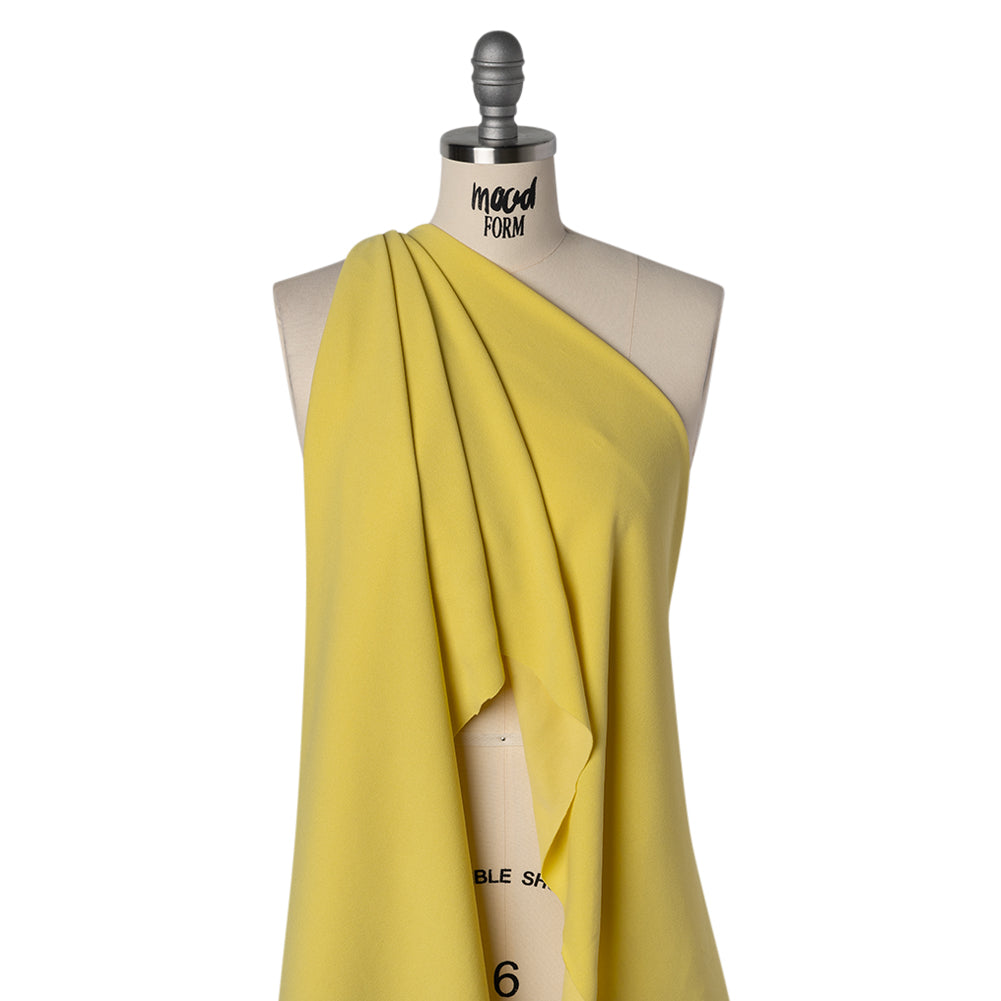 Stretch Polyester Crepe Double Knit - Lemon Yellow - Designer Deadstock - Drape