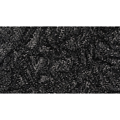 Polyester Velour with Sequins - Black and Silver Broken Stripes - Designer Deadstock - Full