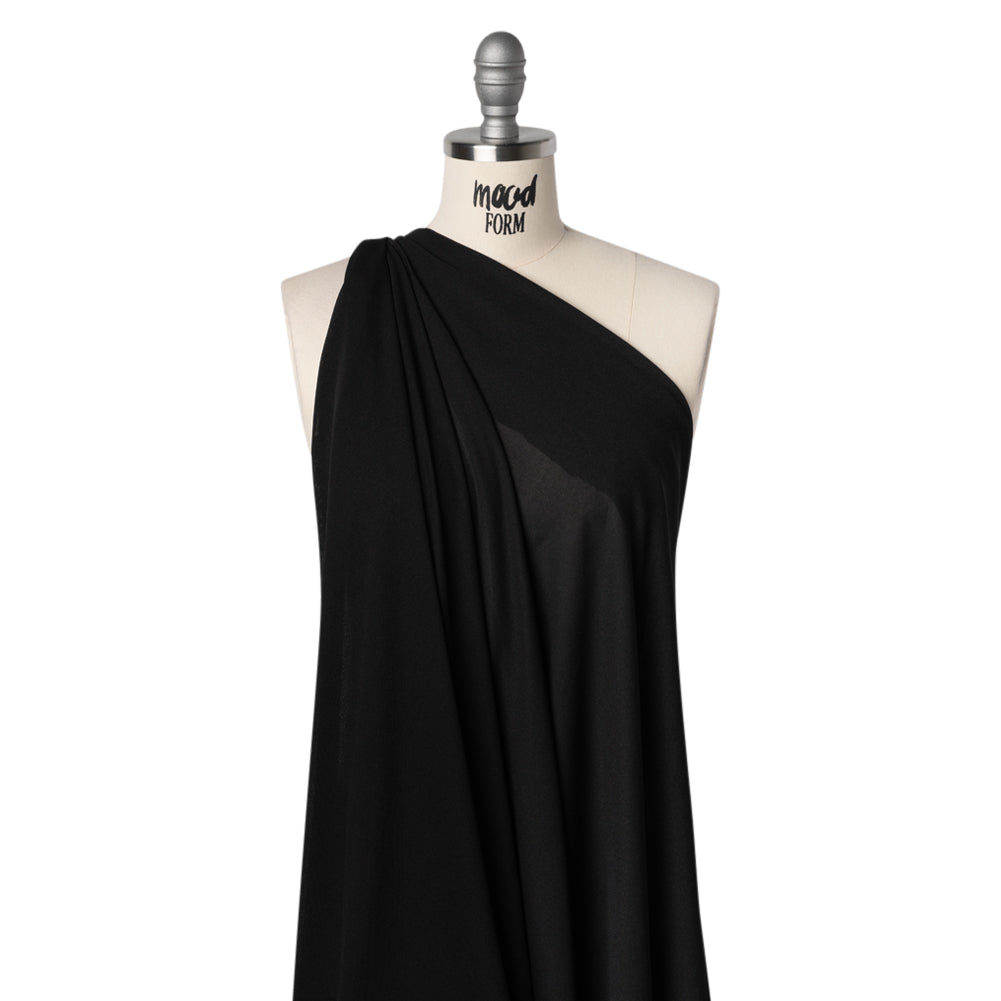 Lightweight Stretch Polyester Jersey - Black - Designer Deadstock Drape