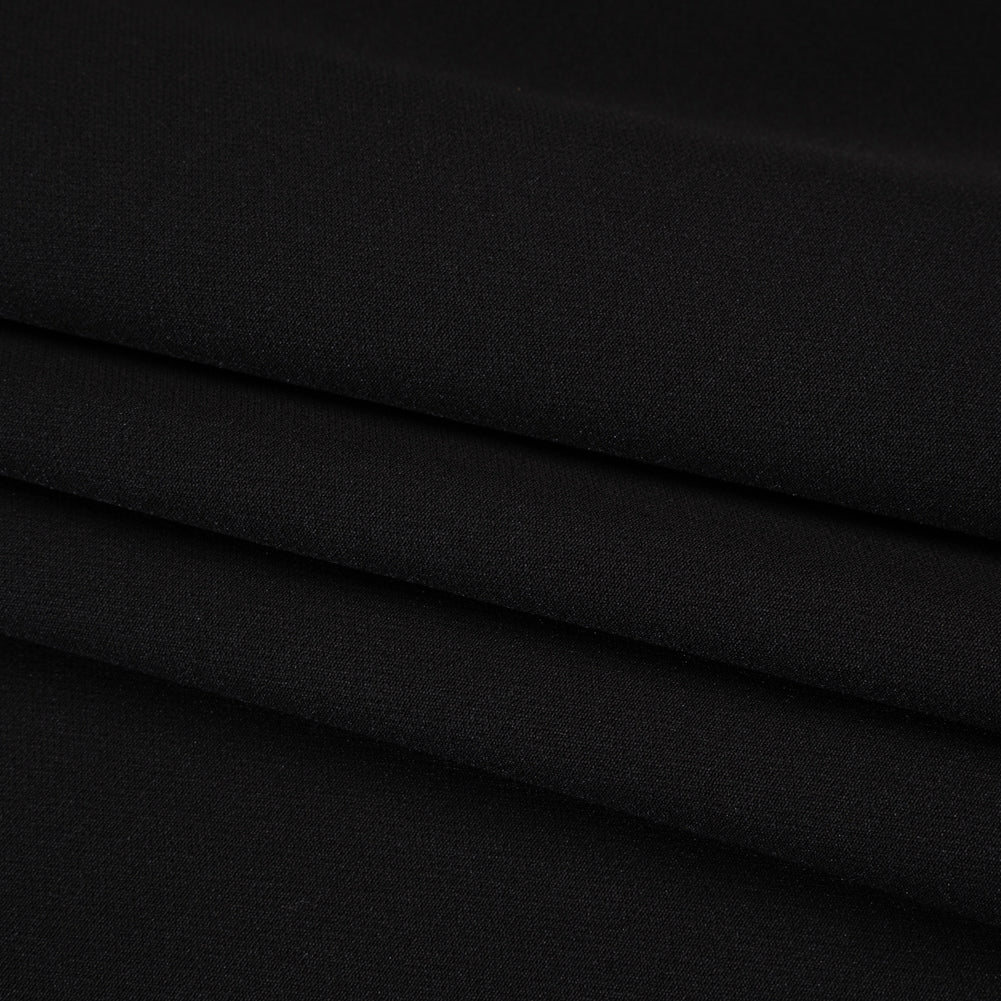 Smooth Stretch Polyester Crepe - Black - Designer Deadstock - Folded