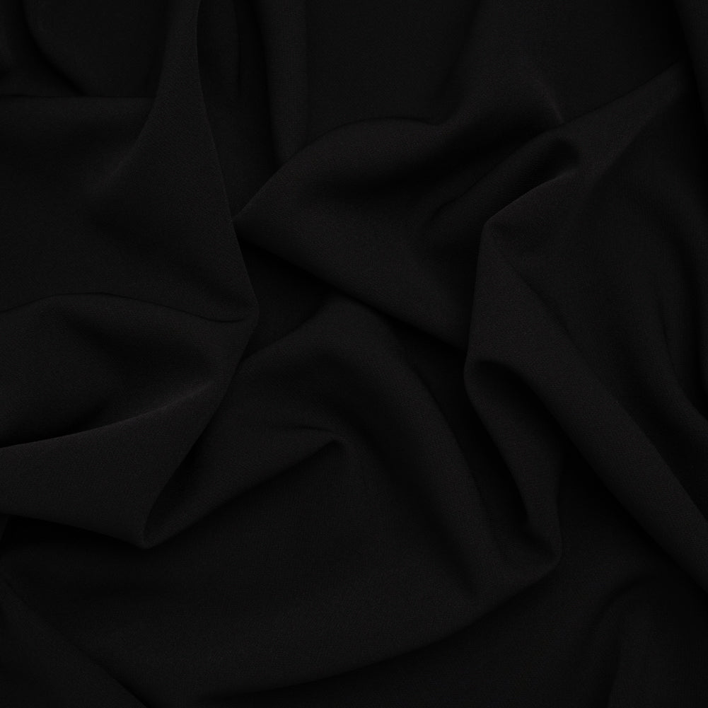 Smooth Stretch Polyester Crepe - Black - Designer Deadstock