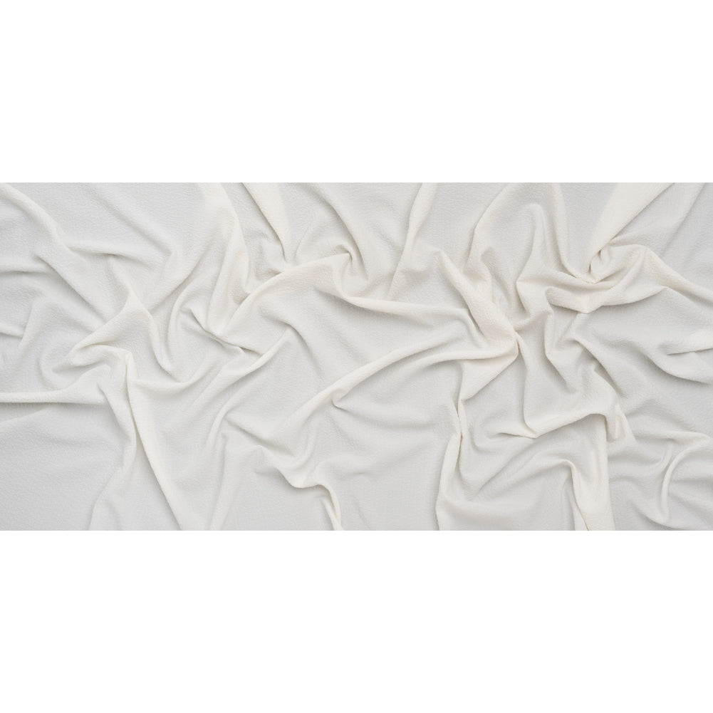 Stretch Polyester Seersucker - Cream - Designer Deadstock - Full