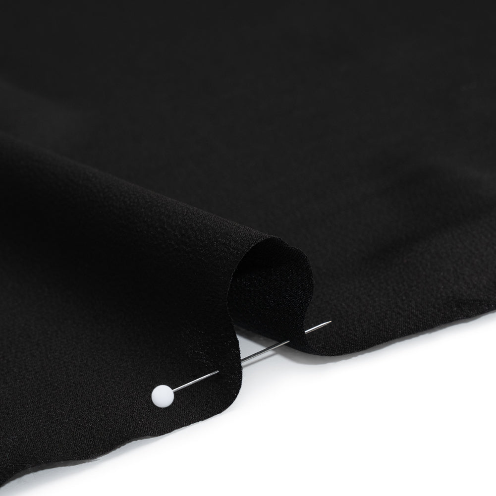 Satin Faced Polyester Crepe - Black - Designer Deadstock - Detail