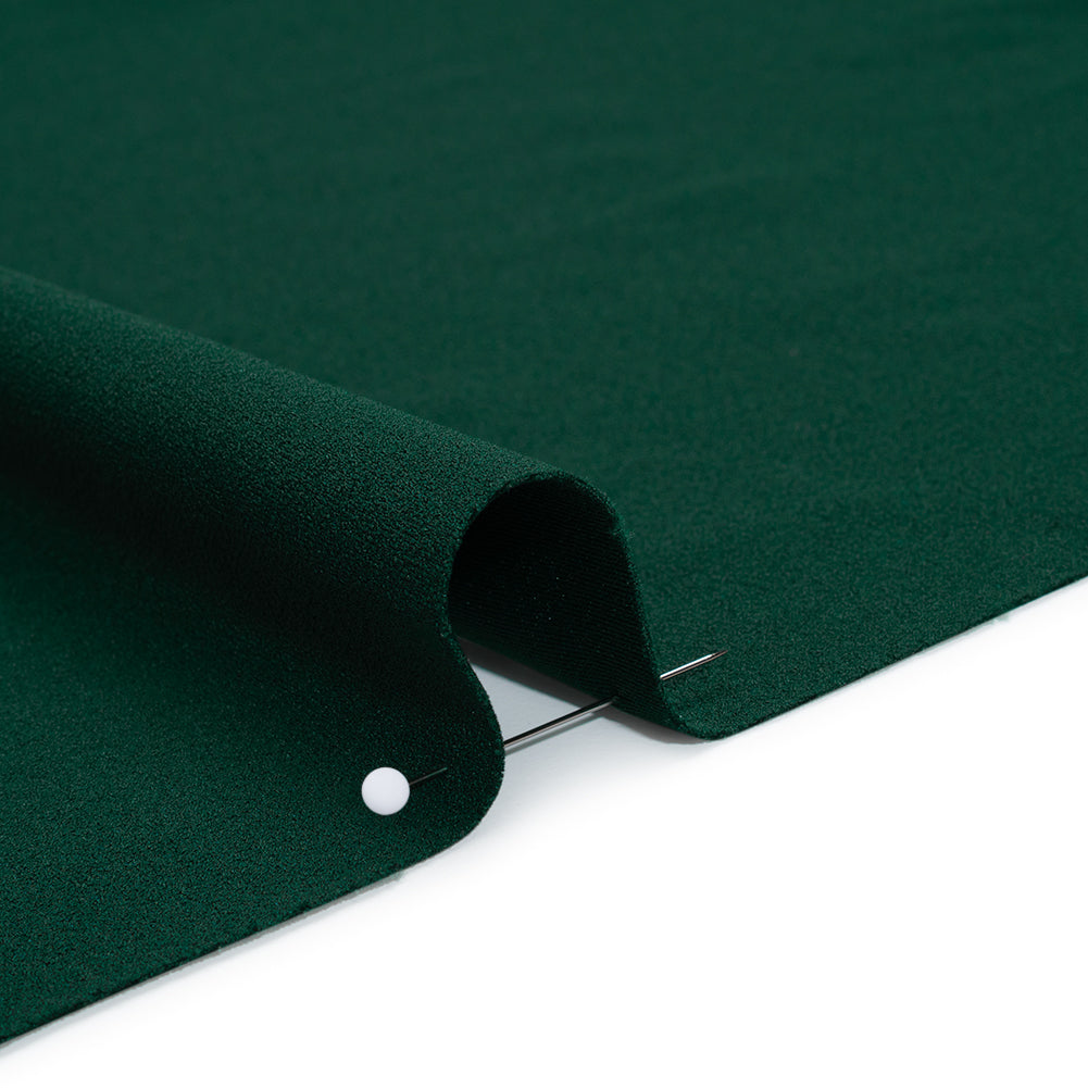 Stretch Polyester Crepe Double Knit - Malachite Green - Designer Deadstock - Detail