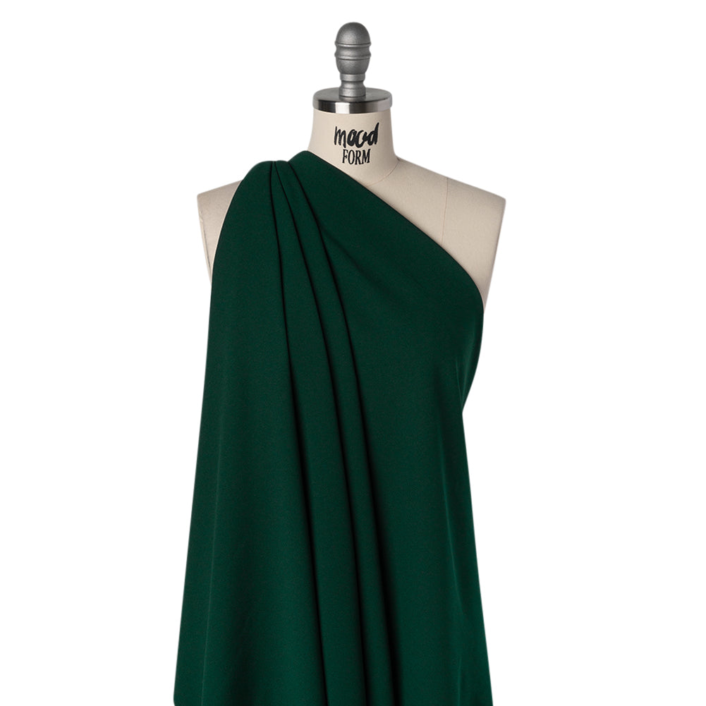 Stretch Polyester Crepe Double Knit - Malachite Green - Designer Deadstock - Drape