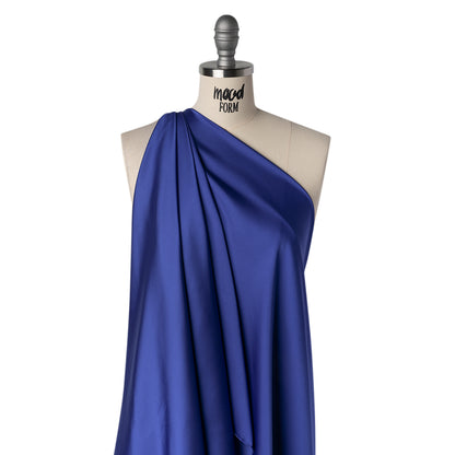Stretch Polyester Charmeuse - Blue - Designer Deadstock
