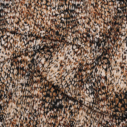 Stretch Polyester Tricot Print - Beige, Brown and Black Abstract Spots - Designer Deadstock
