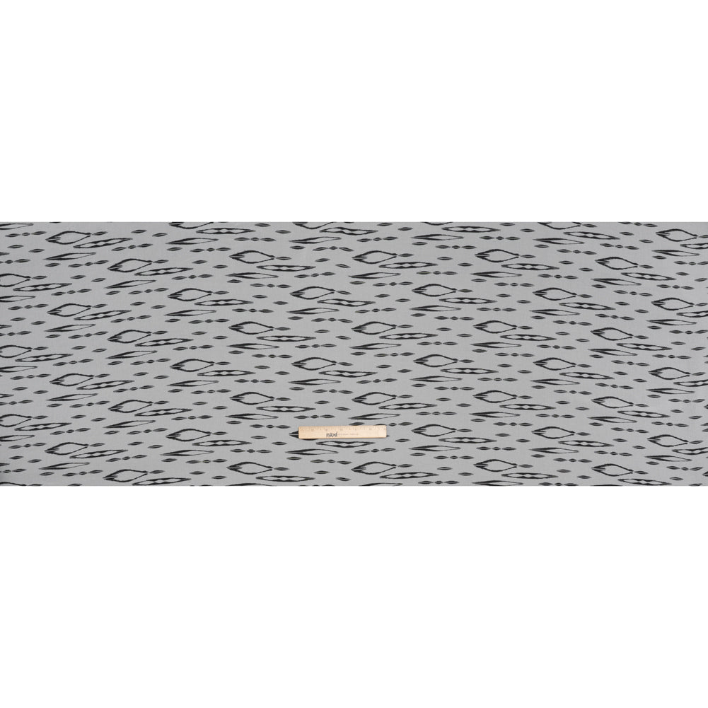 Polyester Chiffon Print - Black and White Ikat Skinny Diamonds - Designer Deadstock - Full