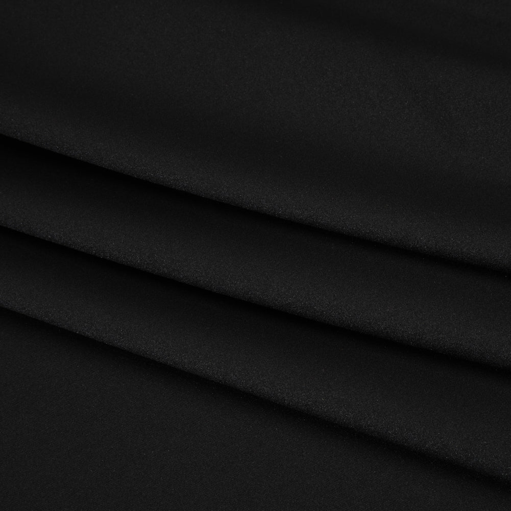 Stretch Polyester Charmeuse - Black - Designer Deadstock - Folded
