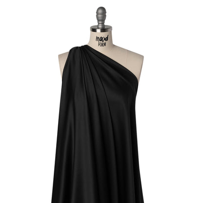 Stretch Polyester Charmeuse - Black - Designer Deadstock