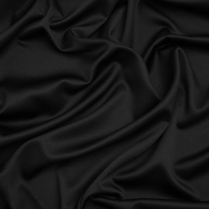 Stretch Polyester Charmeuse - Black - Designer Deadstock