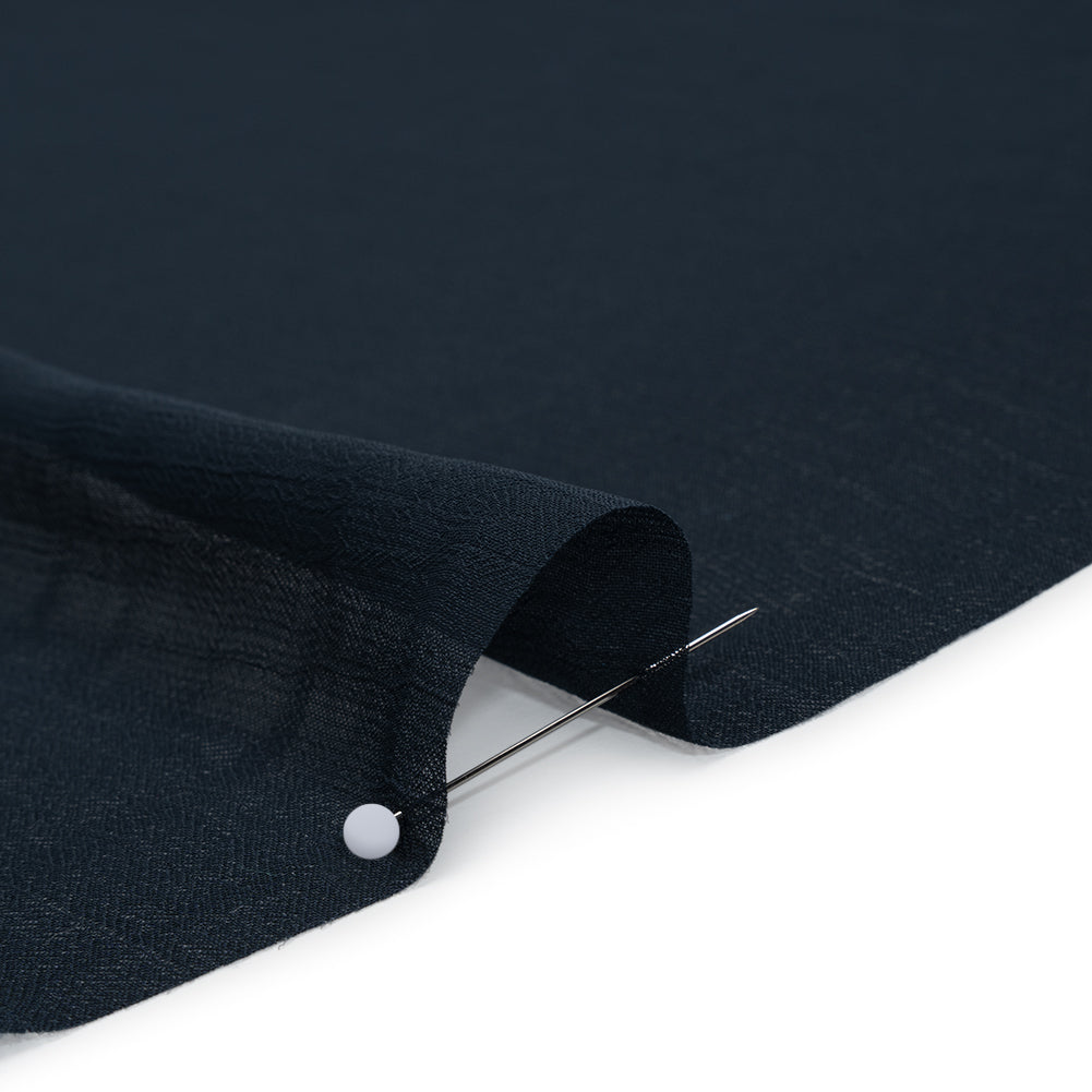 Crinkled Polyester Chiffon - Navy - Designer Deadstock - Detail