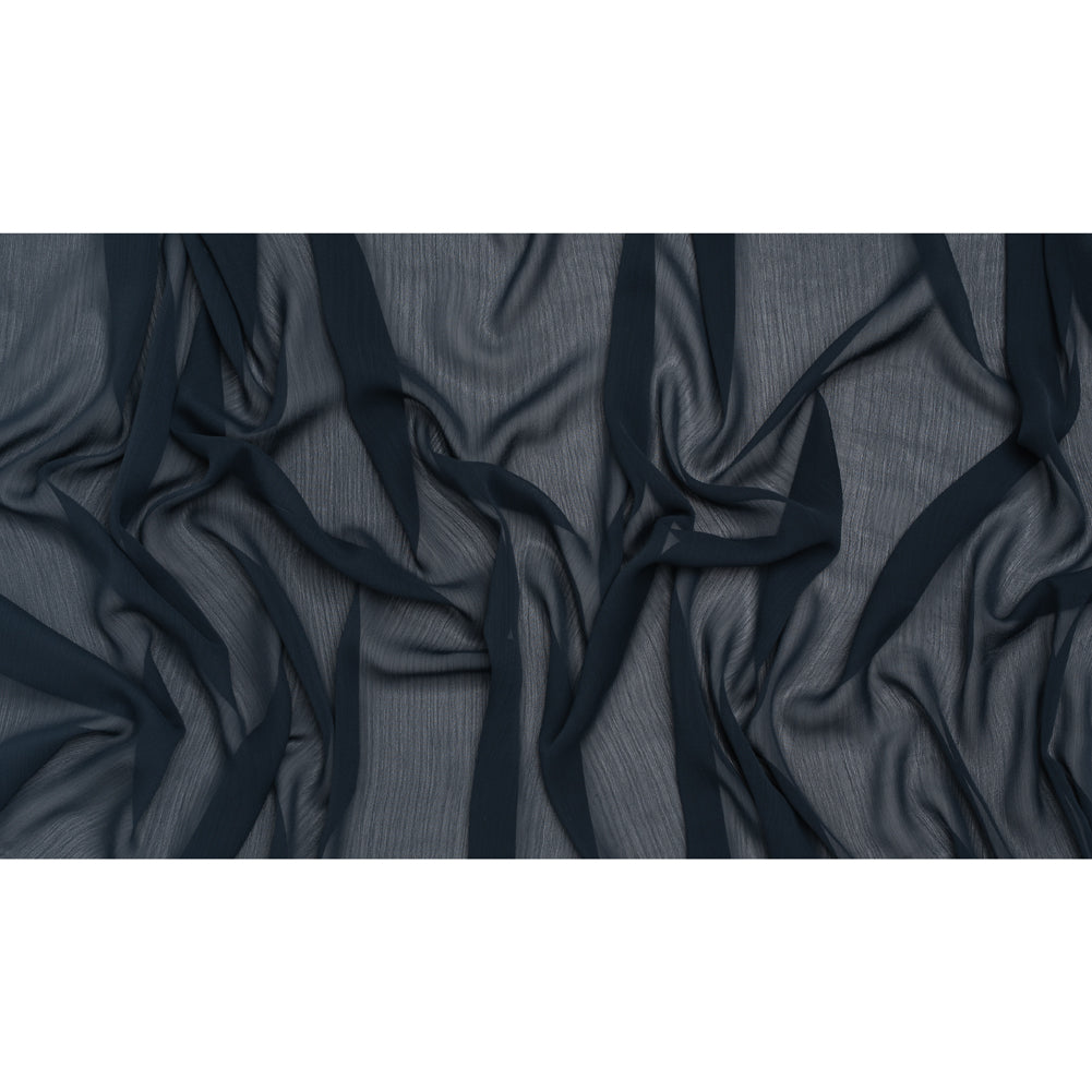 Crinkled Polyester Chiffon - Navy - Designer Deadstock - Full