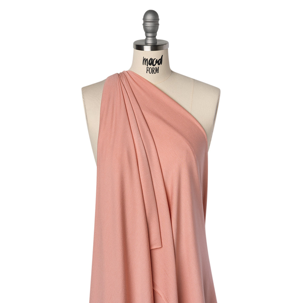 Stretch Viscose Jersey - Peony Pink - Designer Deadstock - Drape