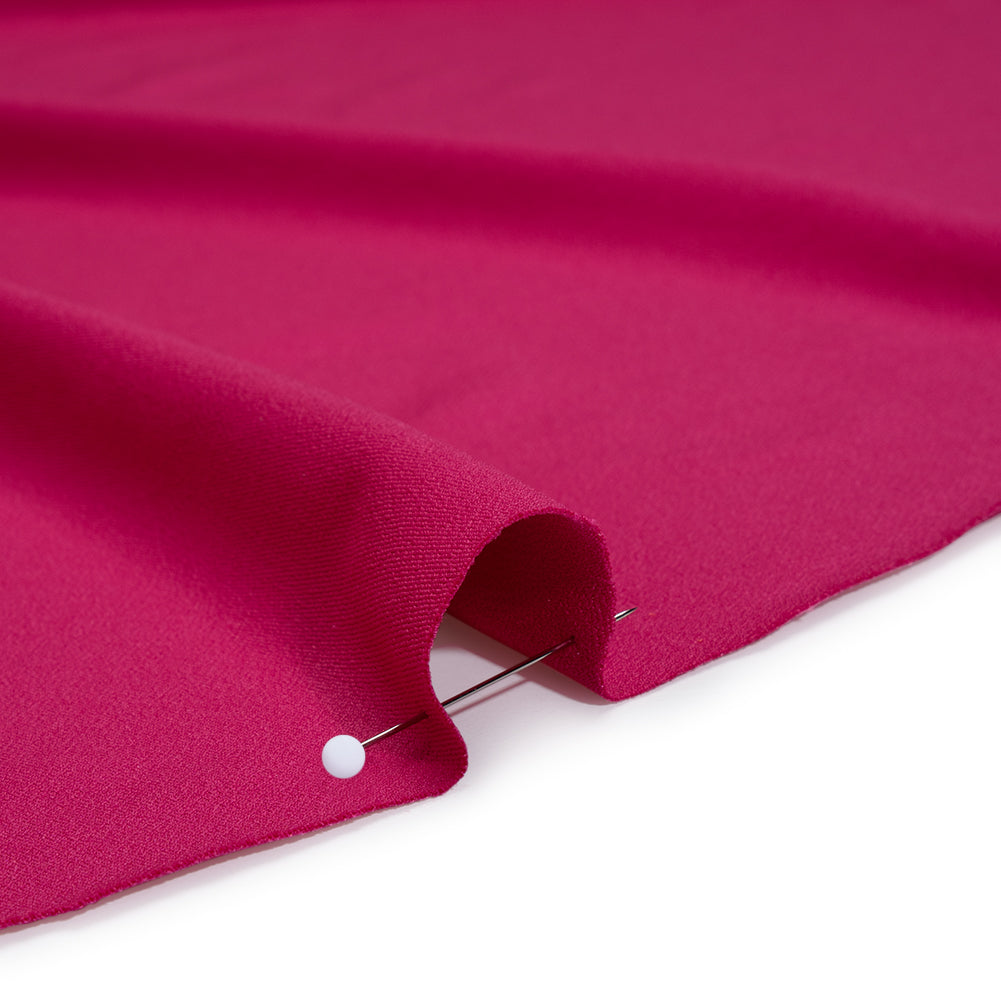 Stretch Polyester Crepe Knit - Magenta - Designer Deadstock - Detail