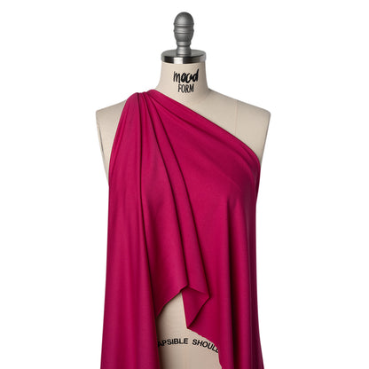 Stretch Polyester Crepe Knit - Magenta - Designer Deadstock