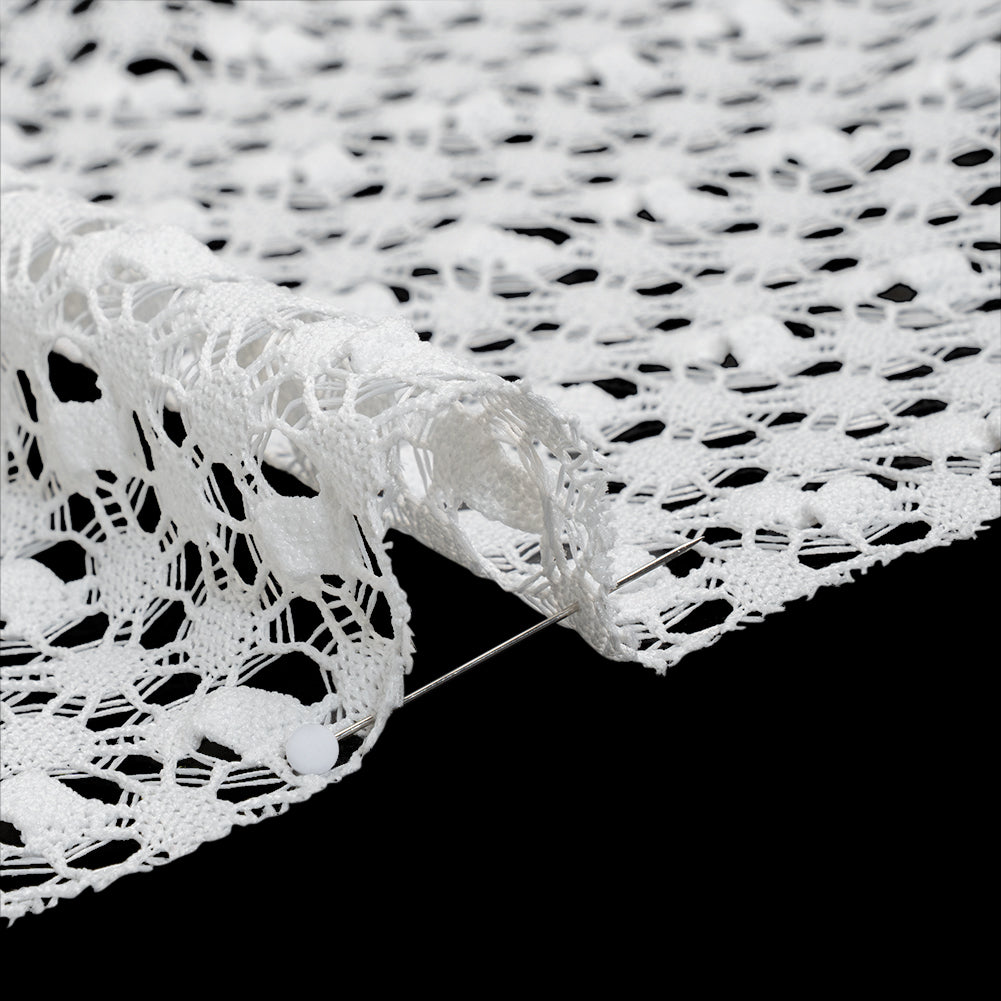 Polyester Crochet Lace - White Webs and Bars - Designer Deadstock - Detail