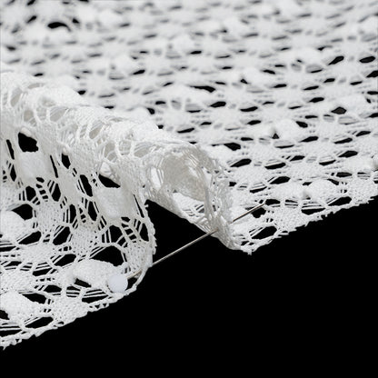 Polyester Crochet Lace - White Webs and Bars - Designer Deadstock