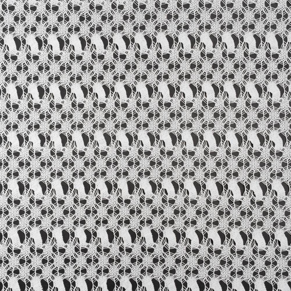 Polyester Crochet Lace - White Webs and Bars - Designer Deadstock