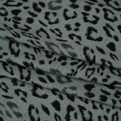 Stretch Viscose Jersey Print - Steely Blue-Gray and Black Animal Print - Designer Deadstock