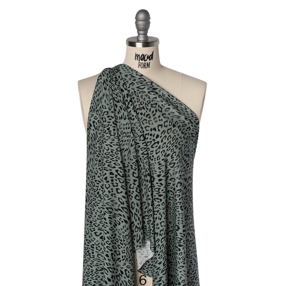 Stretch Viscose Jersey Print - Steely Blue-Gray and Black Animal Print - Designer Deadstock - Drape