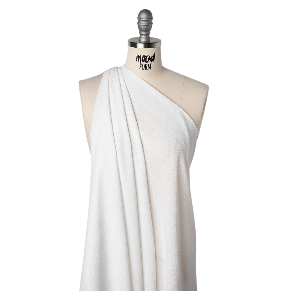 Puckered Satin-Faced Crepe - White - Designer Deadstock - Drape