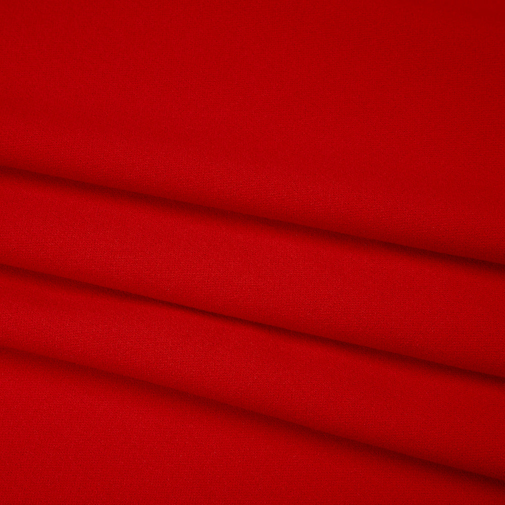 Stretch Polyester Crepe Double Knit - Flame Scarlet - Designer Deadstock - Folded