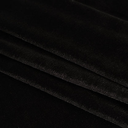 Stretch Polyester Velour - Warm Black - Designer Deadstock