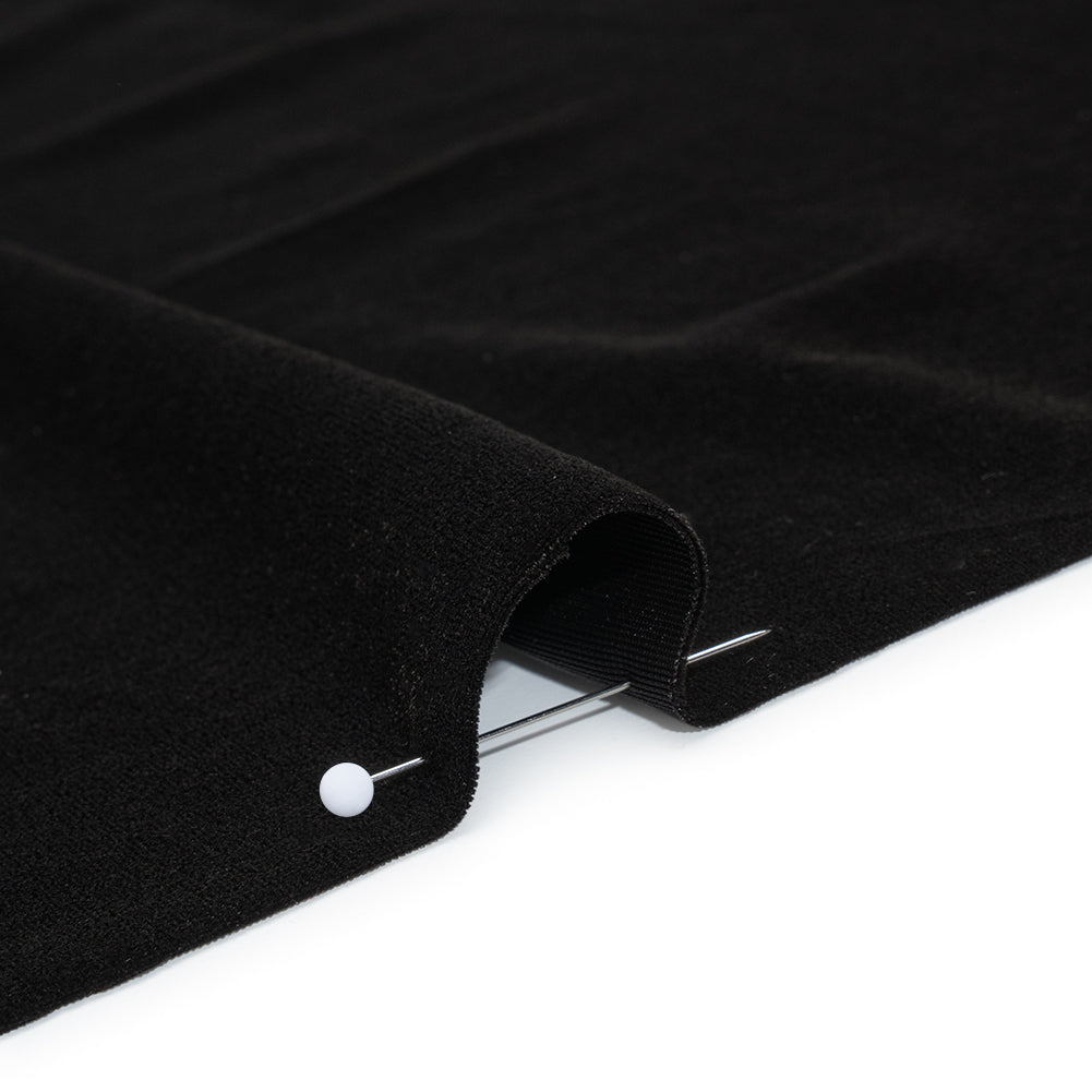 Stretch Polyester Velour - Warm Black - Designer Deadstock - Detail