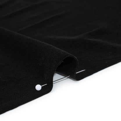 Stretch Polyester Velour - Warm Black - Designer Deadstock