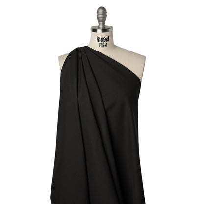 Stretch Polyester and Nylon Dobby Shirting - Black - Designer Deadstock