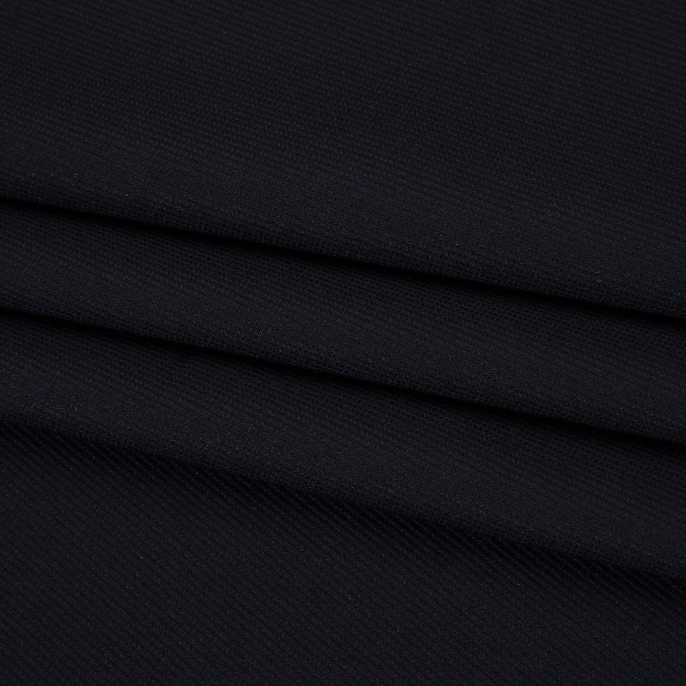 Stretch Polyester and Nylon Dobby Shirting - Dark Navy - Designer Deadstock - Folded