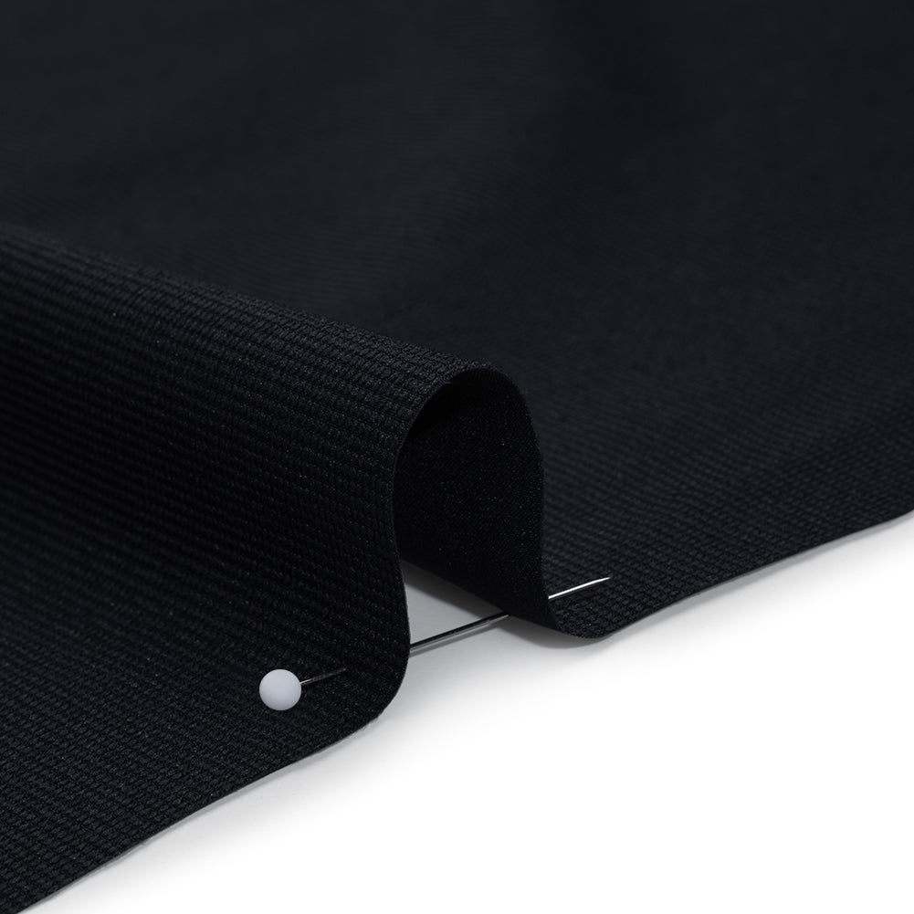 Stretch Polyester and Nylon Dobby Shirting - Dark Navy - Designer Deadstock - Detail