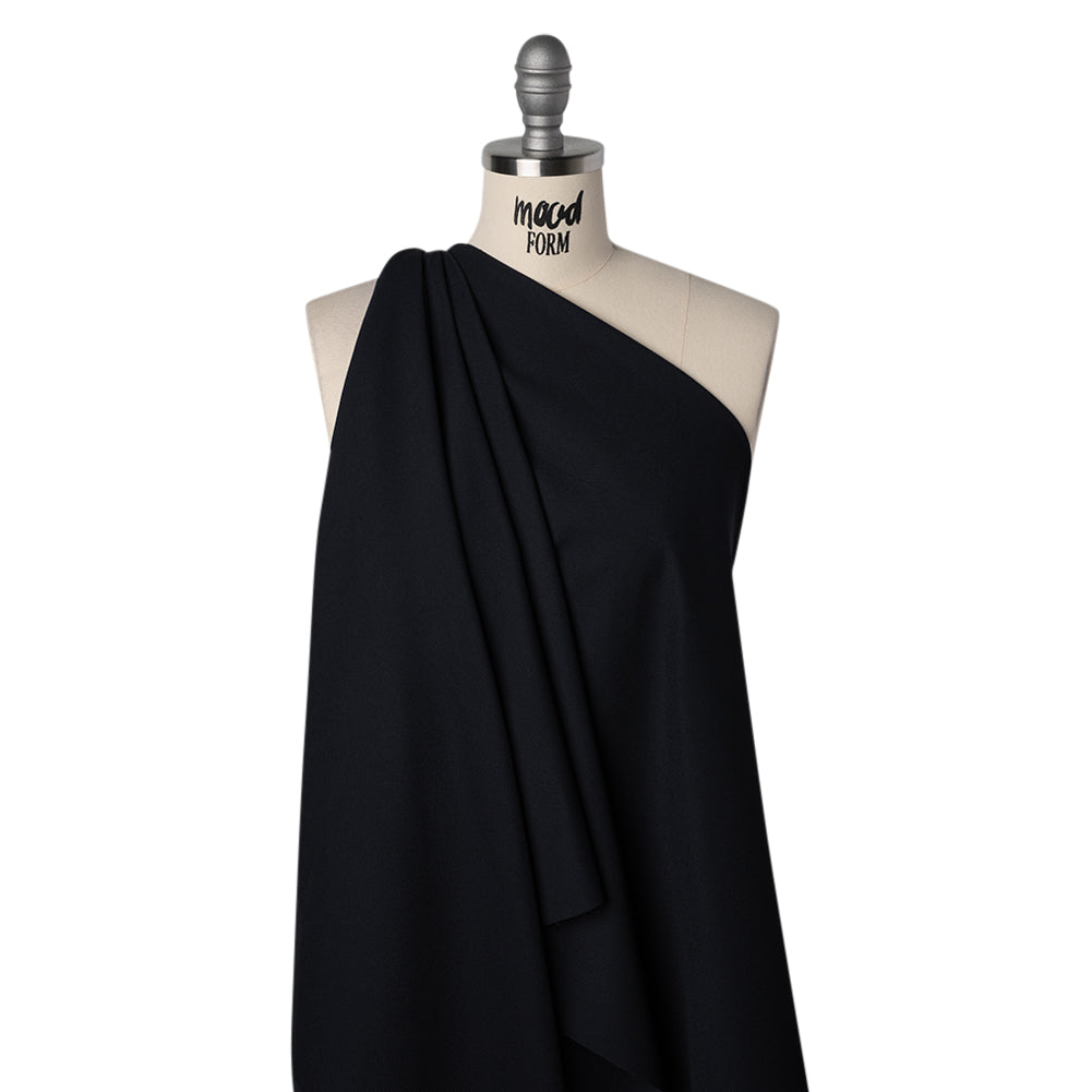 Stretch Polyester and Nylon Dobby Shirting - Dark Navy - Designer Deadstock - Drape