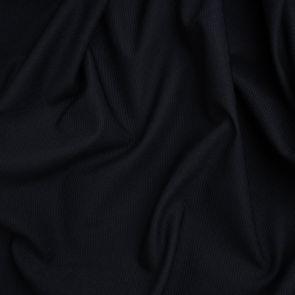 Stretch Polyester and Nylon Dobby Shirting - Dark Navy - Designer Deadstock