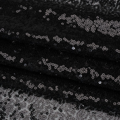 Sequined Polyester Tulle - Black Abstract - Designer Deadstock