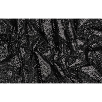Sequined Polyester Tulle - Black Abstract - Designer Deadstock