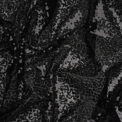 Sequined Polyester Tulle - Black Abstract - Designer Deadstock