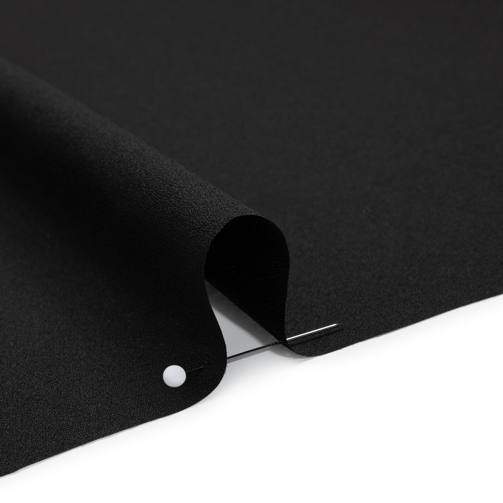 Polyester Crepe de Chine - Black - Designer Deadstock - Detail