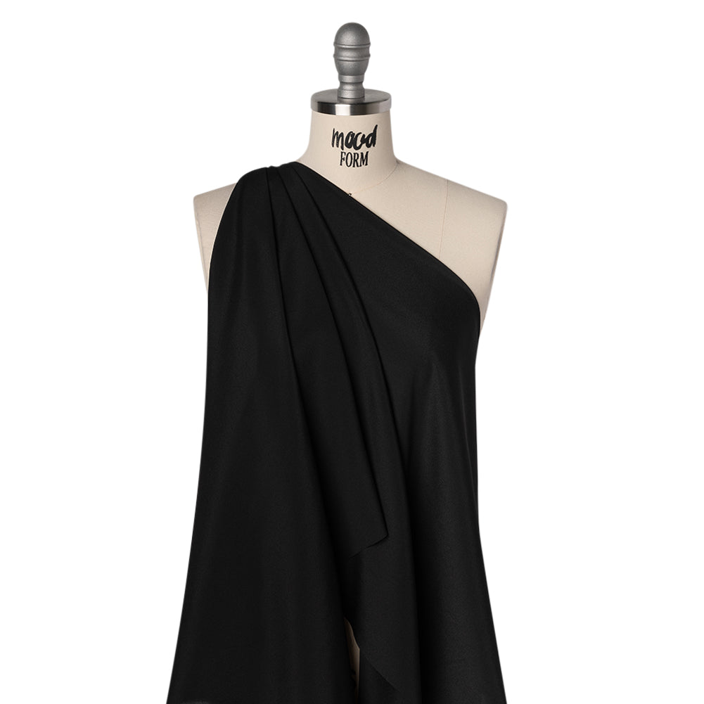 Polyester Crepe de Chine - Black - Designer Deadstock - Drape