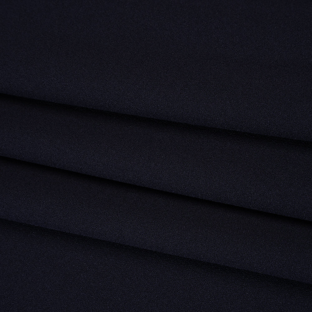 Stretch Polyester Crepe Double Knit - Navy Blue - Designer Deadstock - Folded
