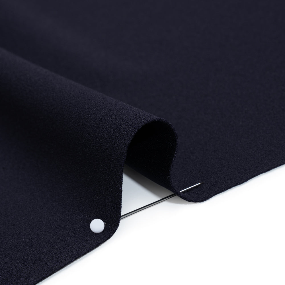Stretch Polyester Crepe Double Knit - Navy Blue - Designer Deadstock - Detail