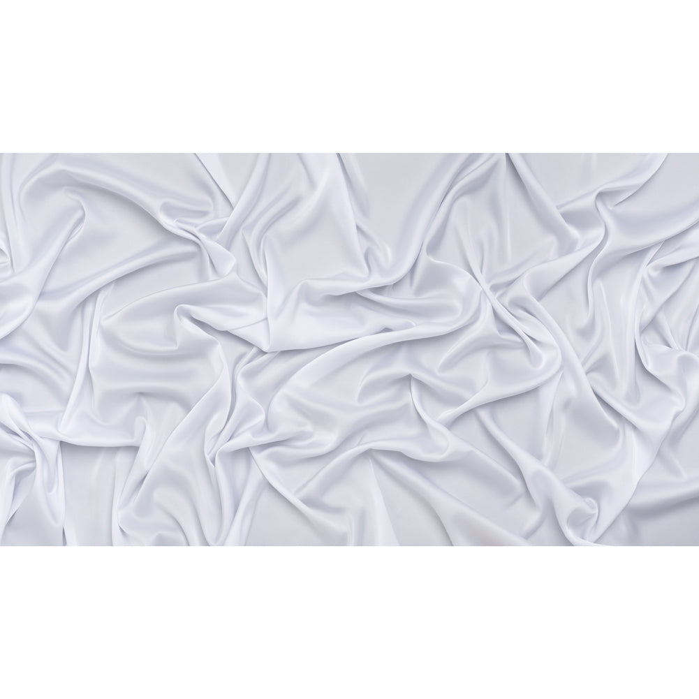 Stretch Polyester Satin - White - Designer Deadstock - Full
