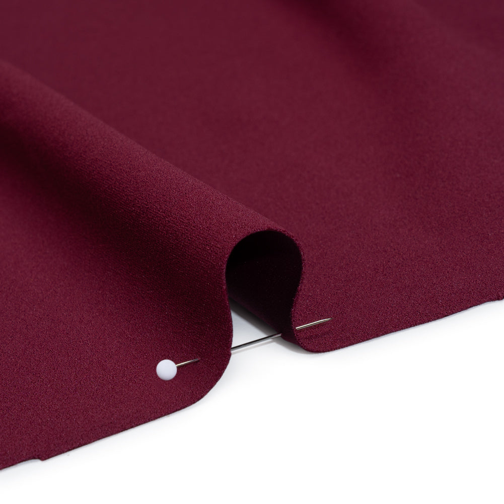 Stretch Polyester Crepe Double Knit - Wine Red - Designer Deadstock Detail
