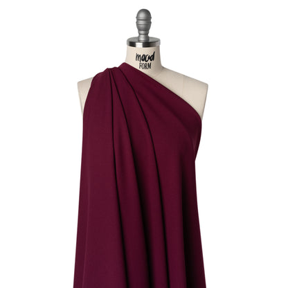 Stretch Polyester Crepe Double Knit - Wine Red - Designer Deadstock Drape