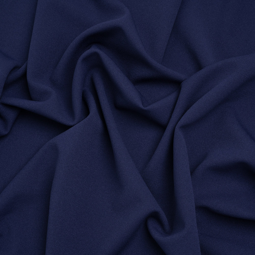 Stretch Polyester Crepe Double Knit - Dark Blue - Designer Deadstock
