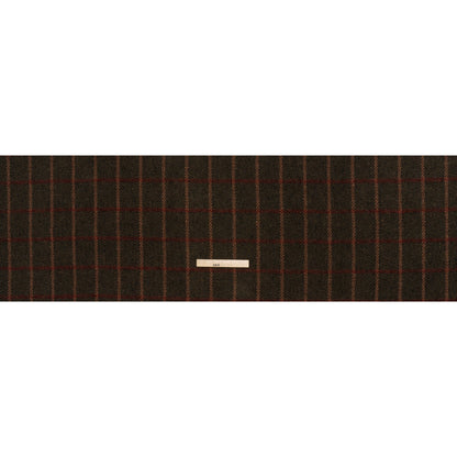 Wool Blend Tweedy Twill - Olive Brown, Tan and Red Plaid