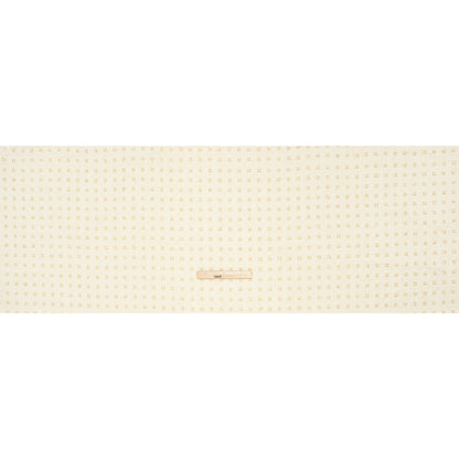 Embellished Acrylic and Wool Tweed with Backing - Off-White Tweed with Pearl and Gold Beaded Tiny Flower Grid - Full